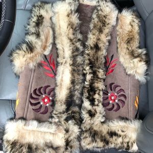 Vintage 1960s embroidered fur hippie girls vest